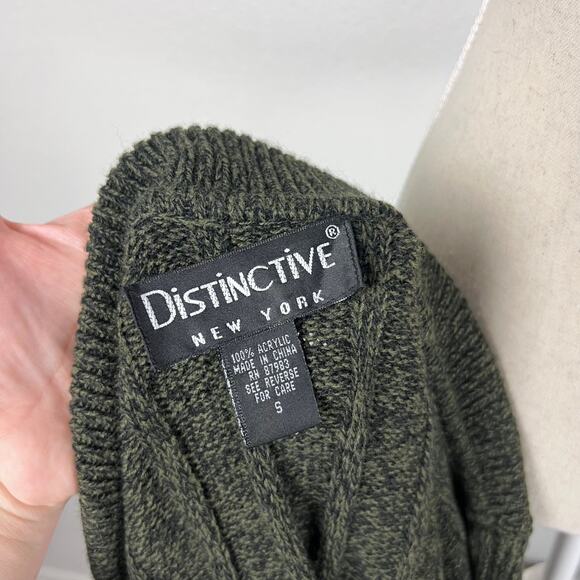 Vintage Distinctive Olive Green Belted Cardigan Dark Academia Cottagecore S - Picture 8 of 9